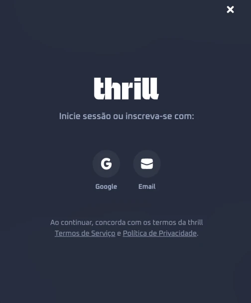 Thrill Crie sua Conta